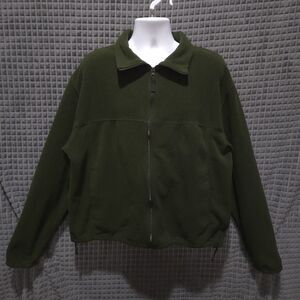 Full Zip Green Fleece Jacket Mens XL Work Outdoor Sporty Fuzzy Cozy Long Sleeve